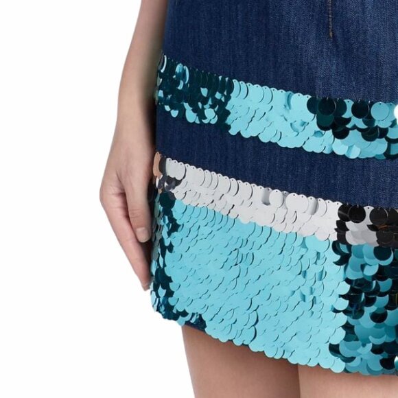 NWT Miu Miu orange silver sequin denim mini skirt - Picture 6 of 16